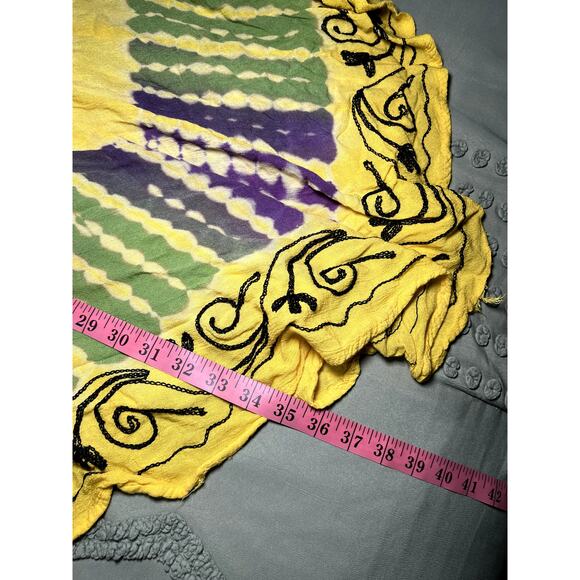 Sante colorful yellow paisley print sun dress kaftan womens OS bohemian hipster - Picture 6 of 6